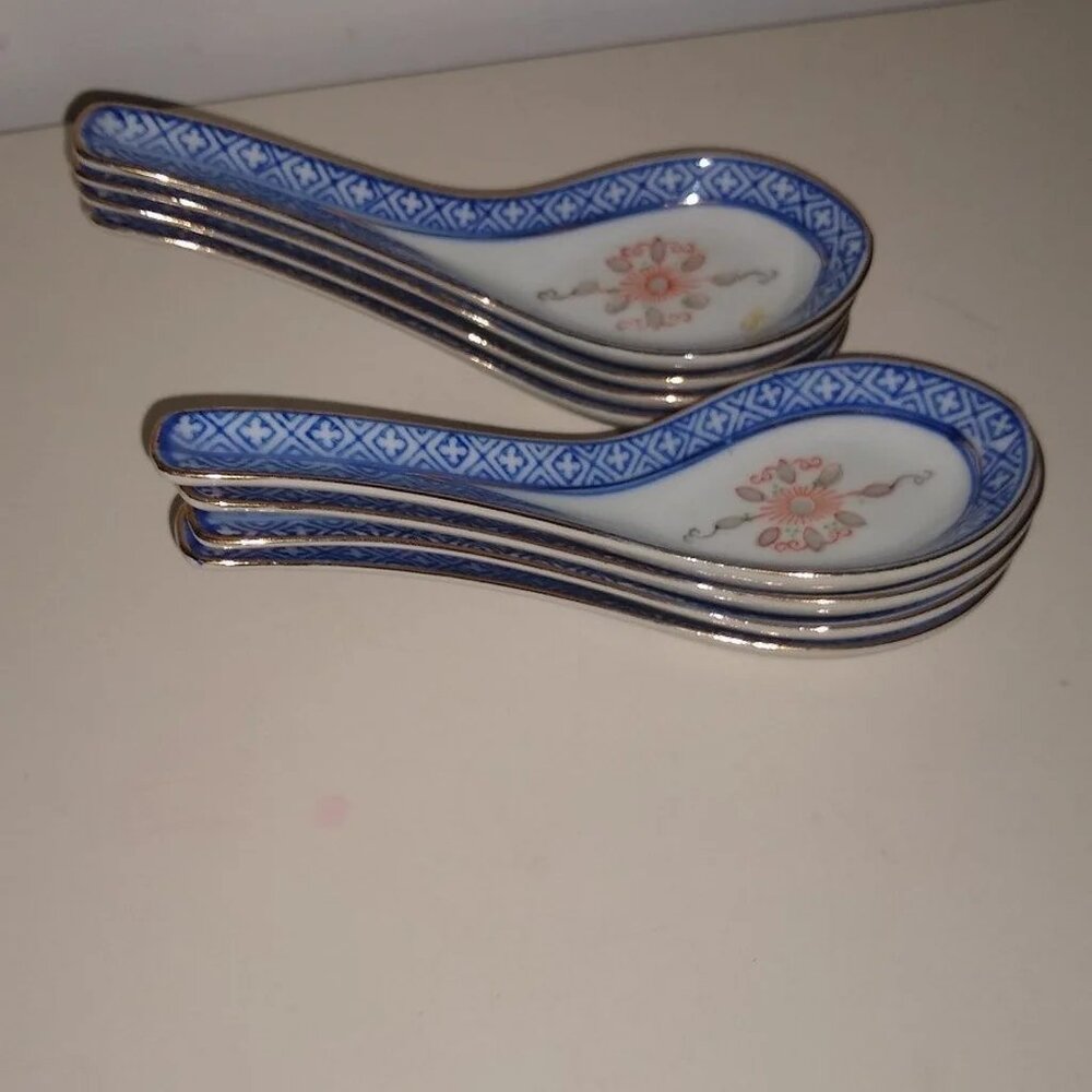 Porcelain Soup Spoon set of 8 Vintage